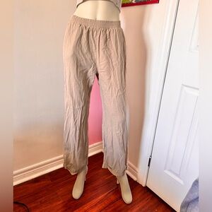 Beige Wide Leg Pants